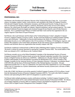 CV for Neil Broom Expert Witness in Computer Forensics Investigations in San Francisco California